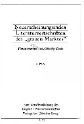 Cover: Neuerscheinungsindex Literaturzeitschriften des grauen Marktes