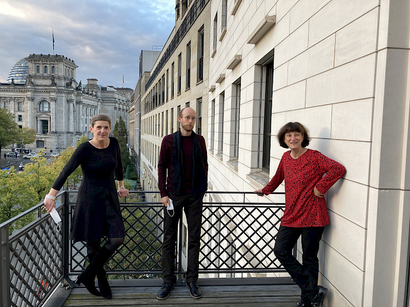 v. l .n. r. Felicitas Hoppe, Christian Schulteisz, Eveline Passet